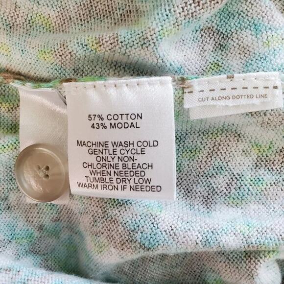 LOFT Floral Button Down Cardigan Green Gray Women Size M Lightweight Knit - Picture 8 of 10